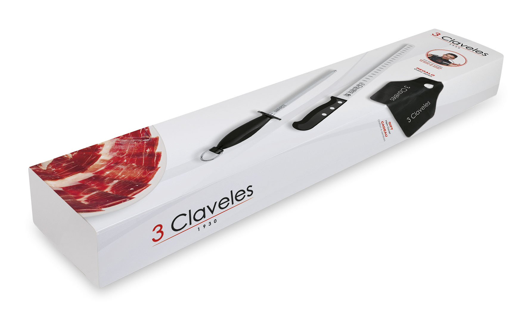 Cuchillo jamonero alveolado 3 Claveles pom 29 cm